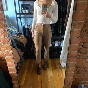 Caramel Brown Faux Leather Pants from Abercrombie